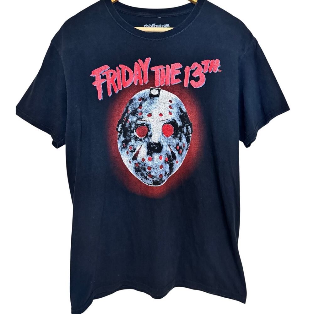 Vintage Style Friday the 13th Jason Voorhees Hockey Mask T-Shirt Black Medium